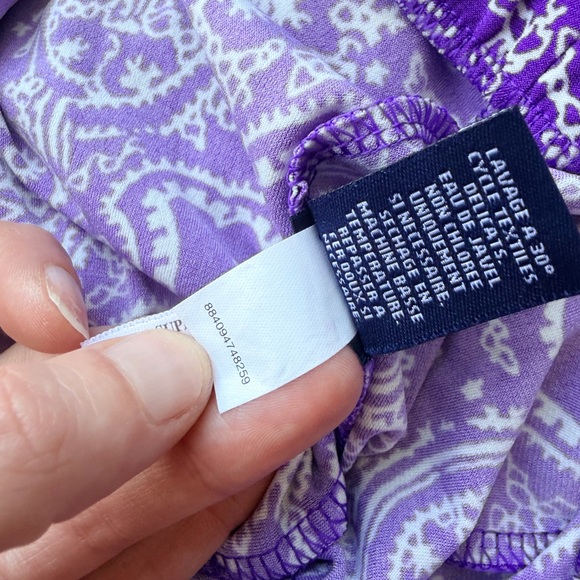 Chaps Purple White Paisley Printed Gored Stretch Jersey Skirt Size Small - Picture 4 of 7